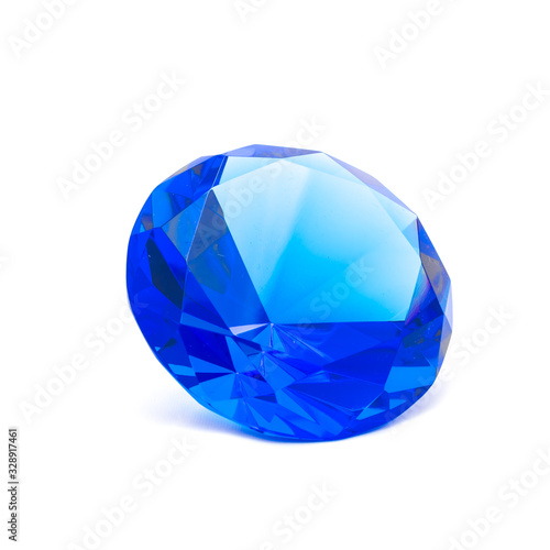 Large blue diamond luxury accessory isolated on white background
