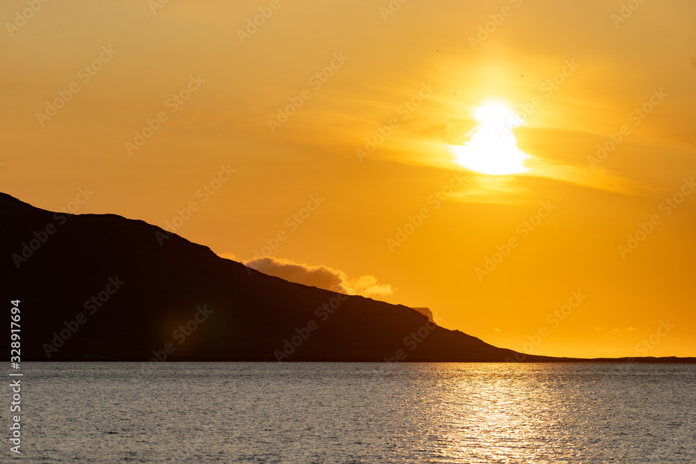 Summer dramatic sunset in the westfjords of Iceland. Summer dramatic sunset in the westfjords of Iceland.