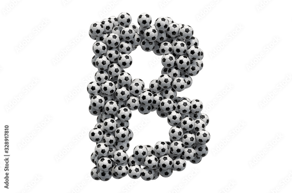 Letter B from soccer balls, 3D rendering Letter B from soccer balls, 3D rendering