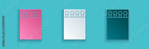 Paper cut Open matchbox and matches icon isolated on blue background. Paper art style. Vector Illustration