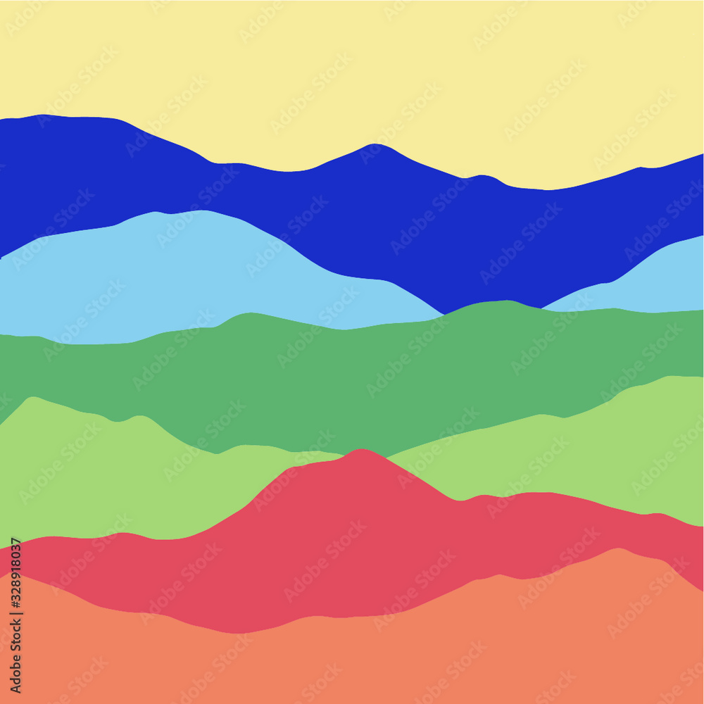 Colorful vector mountain range