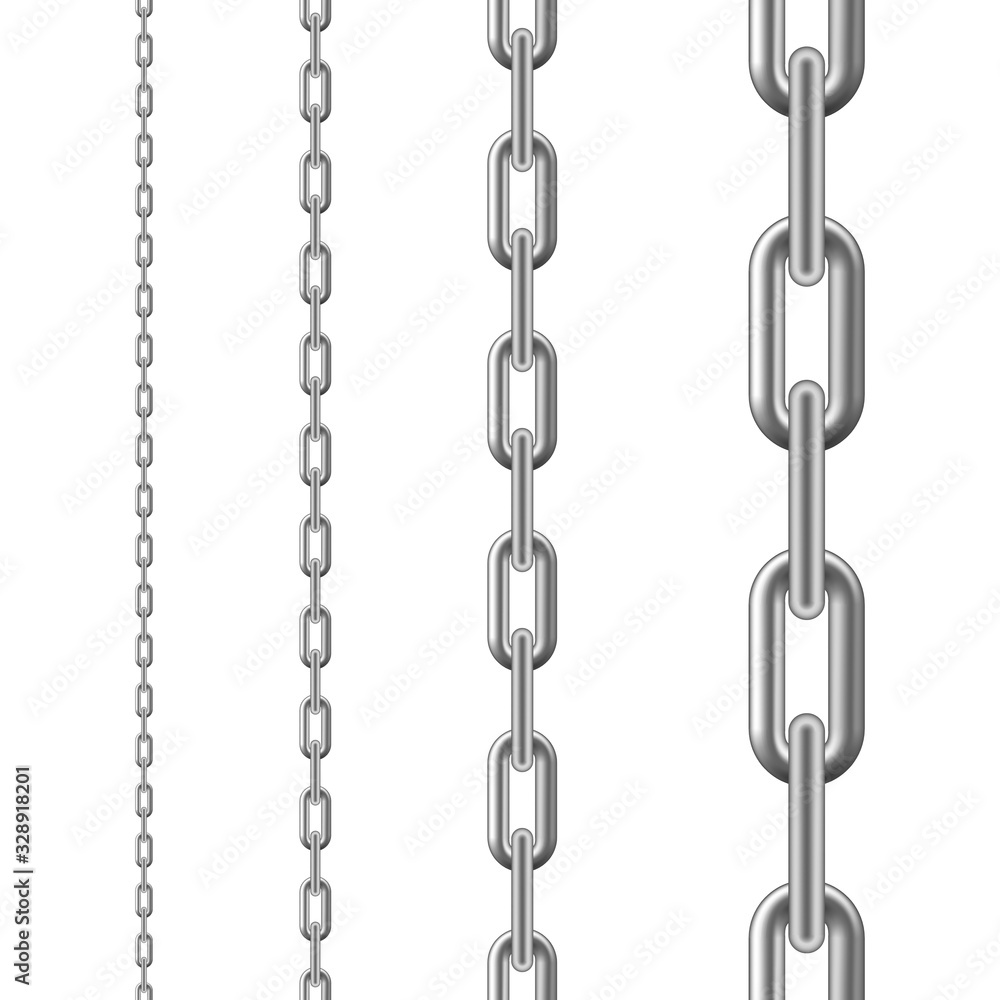 Metallic Chain. Seamless chain isolated on white background. Vector illustration