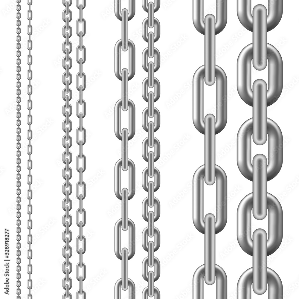 Set of metallic Chain. Seamless chain isolated on white background. Vector Set of metallic Chain. Seamless chain isolated on white background. Vector