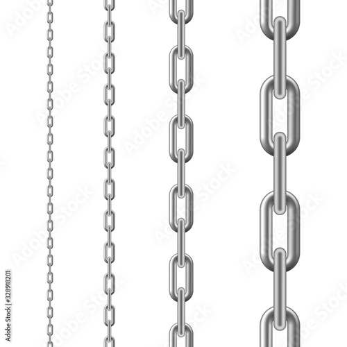 Metallic Chain. Seamless chain isolated on white background. Vector illustration