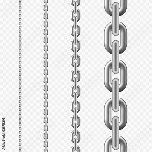 Seamless chain pattern. Silver metallic chain texture. vector illustration isolated on transparent background photo