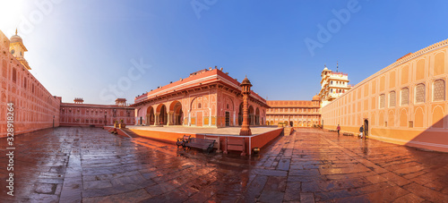 India, Jaipur city palace inner courtyard, panorama, no people photo