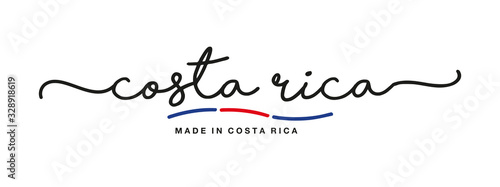 Made in Costa Rica handwritten calligraphic lettering logo sticker flag ribbon banner photo