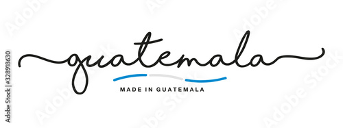 Made in Guatemala handwritten calligraphic lettering logo sticker flag ribbon banner