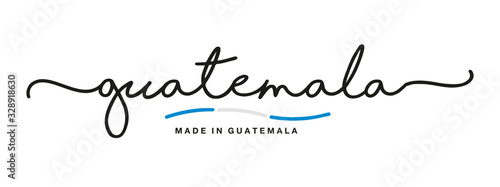Foto Made in Guatemala handwritten calligraphic lettering logo sticker flag ribbon ba