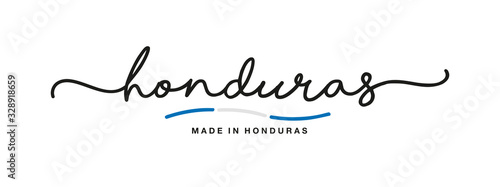 Made in Honduras handwritten calligraphic lettering logo sticker flag ribbon banner photo
