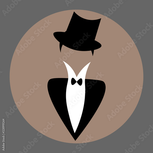 Portrait of faceless vintage man in tuxedo and cylinder