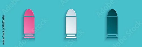 Paper cut Bullet icon isolated on blue background. Paper art style. Vector Illustration
