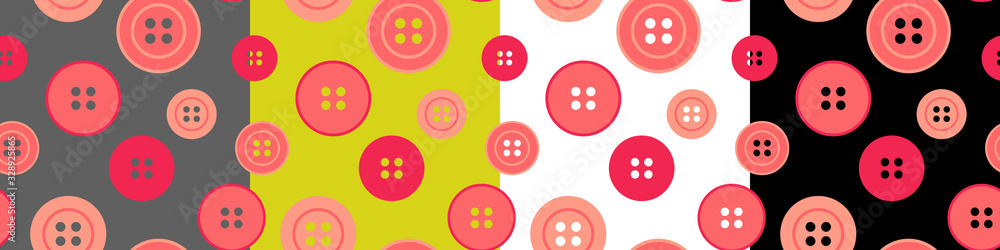 Pink buttons on different background seamless pattern Pink buttons on different background seamless pattern