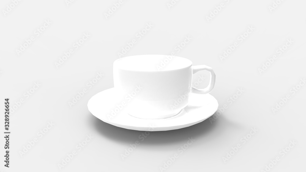 3D rendering of an empty porcelain coffee cup isolated 3D rendering of an empty porcelain coffee cup isolated