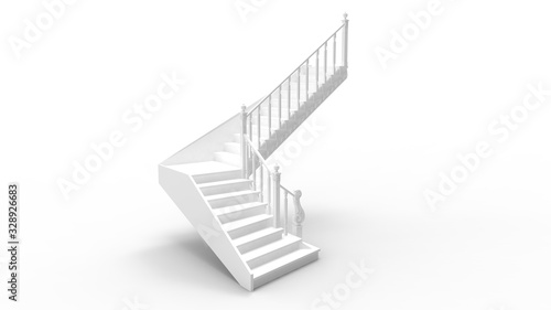 3D rendering of a staircase white blank empty space showcase stairs
