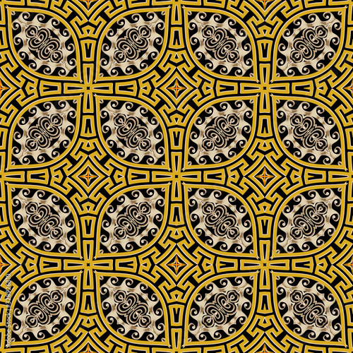 Geometric colorful greek vector seamless pattern. Abstract geometry ornamental background. Repeat modern backdrop. Ancient tribal greek key meanders ornament. Decorative ornate geometrical design