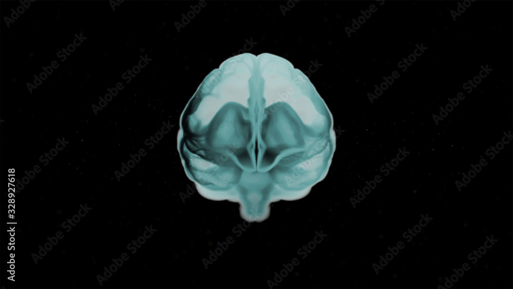 Brain anatomy. 3d image of realistic human brain in green shades over black o background. Brain anatomy. 3d image of realistic human brain in green shades over black o background.