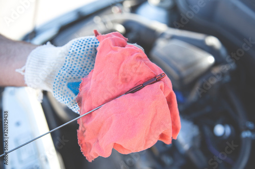 car maintenance, check the engine oil level