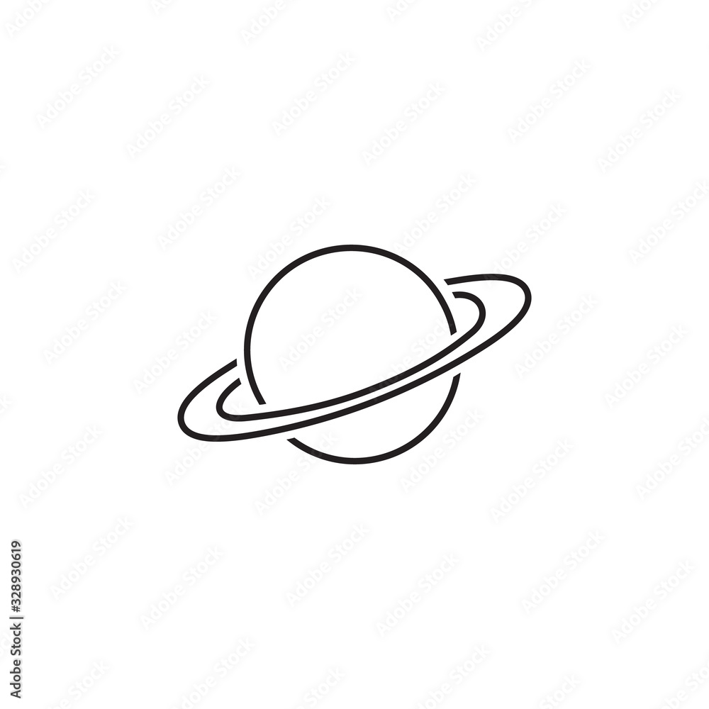 Saturn line icon in flat style. Planet vector illustration on white isolated background. Galaxy space business Saturn line icon in flat style. Planet vector illustration on white isolated background. Galaxy space business
