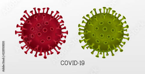 Vector influenza coronavirus background, virus 2019. 3d illustration, asian flu. Realistic bacteria, microbe infection and blood, biology banner, concept. Vector bacillus, microorganism in closeup.