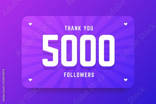 5000 followers illustration in gradient violet style. Vector illustration for celebrating number of followers and subscribers.