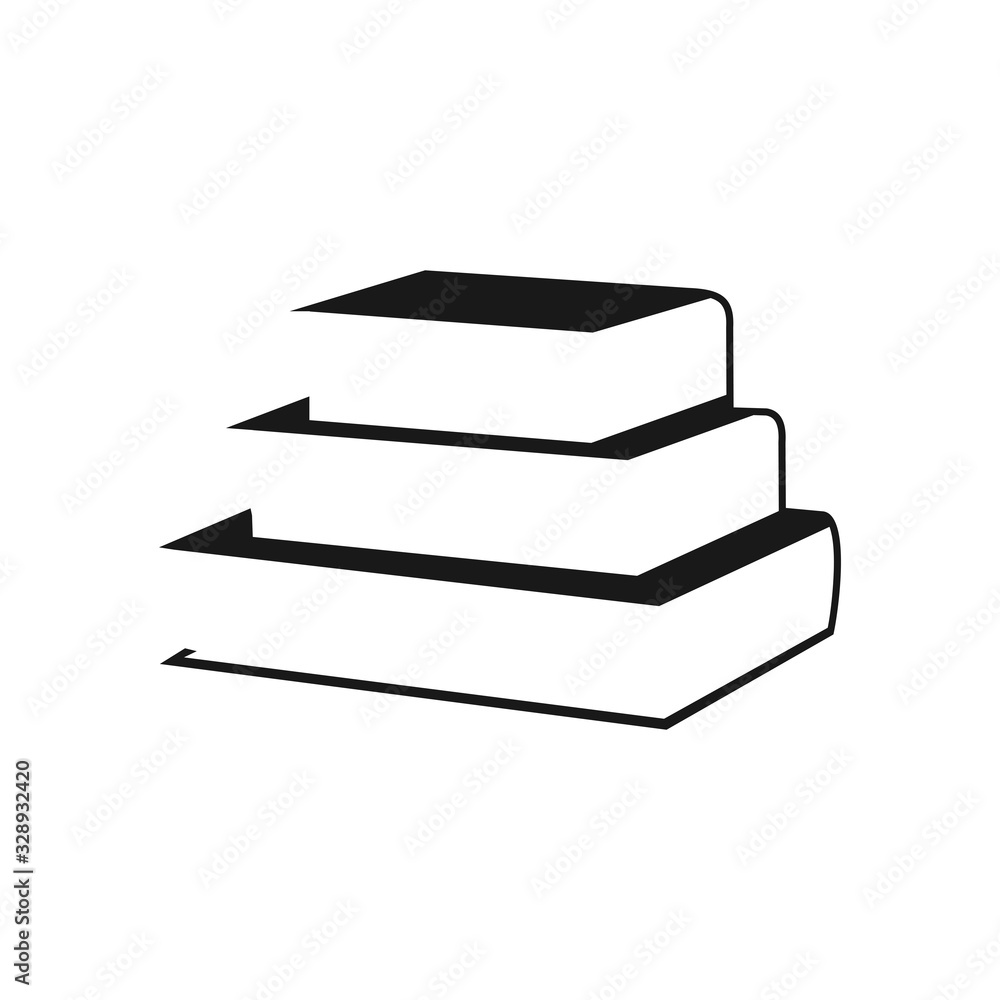 book stack vector, black icon isolated on white book stack vector, black icon isolated on white