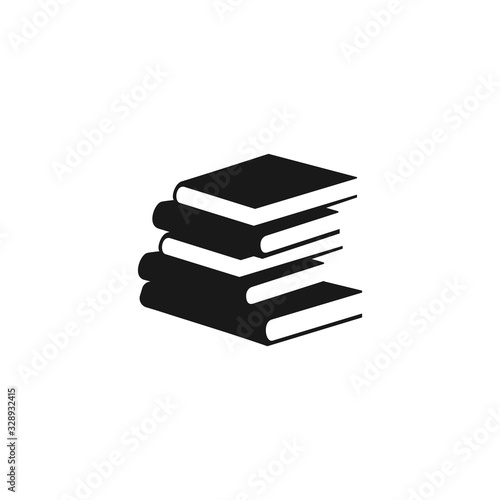 book stack vector, black icon isolated on white
