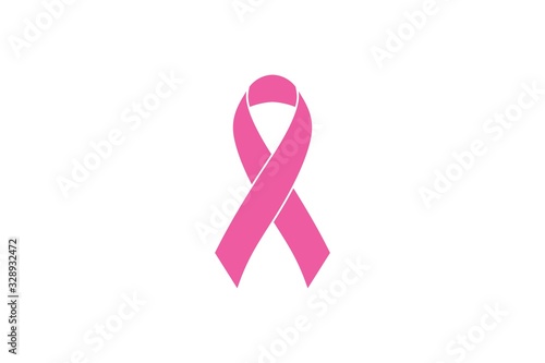 pink ribbon, breast cancer awareness symbol, isolated on white, vector icon illustration