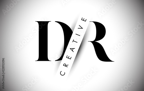 DR D R Letter Logo with Creative Shadow Cut and Overlayered Text Design. photo