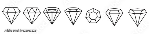 Diamond Icon set, Gemstone symbol, vector illustration. isolated on white.