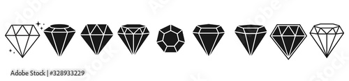 Diamond Icon set, Gemstone symbol, vector illustration. isolated on white.