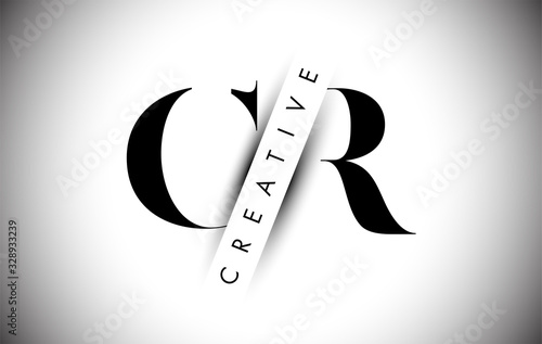 CR C R Letter Logo with Creative Shadow Cut and Overlayered Text Design. photo