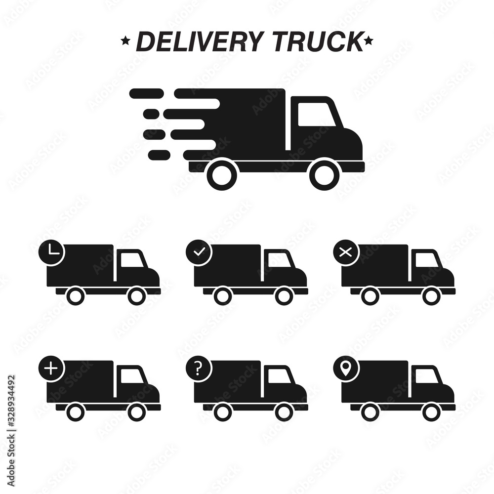 Fast shipping delivery truck icon Set, vector Illustration