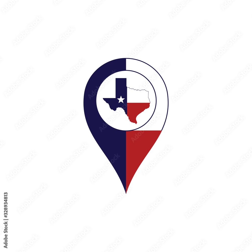 Texas map with Location pin icon vector Illustration Texas map with Location pin icon vector Illustration