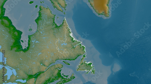 Newfoundland and Labrador, Canada - outlined. Physical