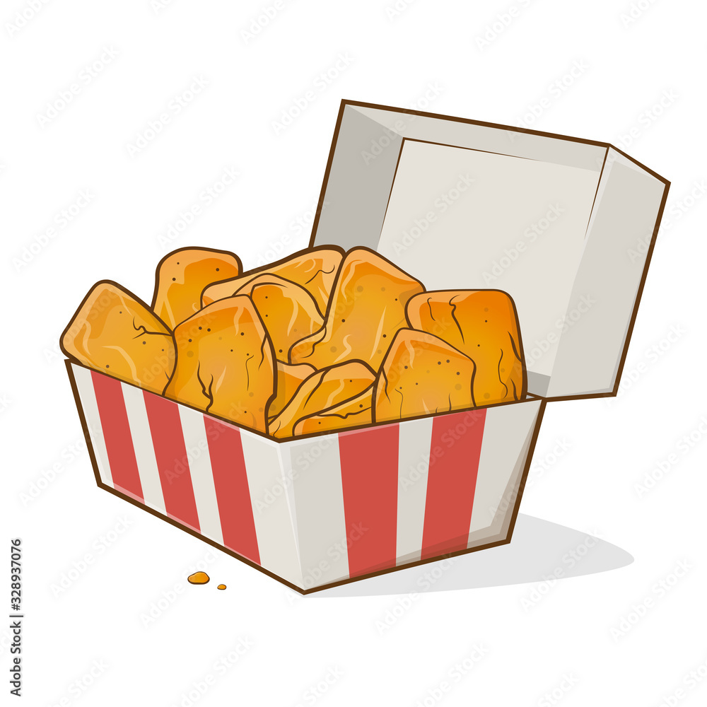 Vettoriale Stock cartoon illustration of chicken nuggets in a box | Adobe  Stock