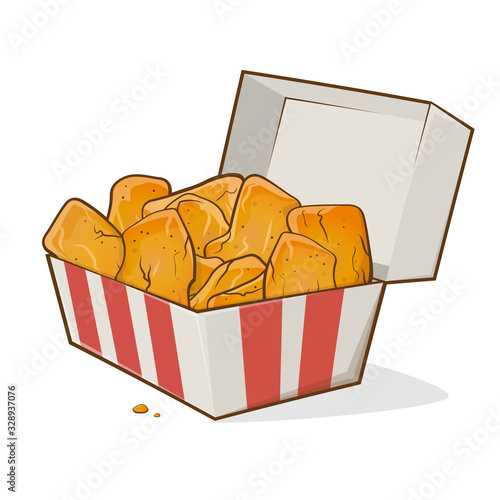 cartoon illustration of chicken nuggets in a box