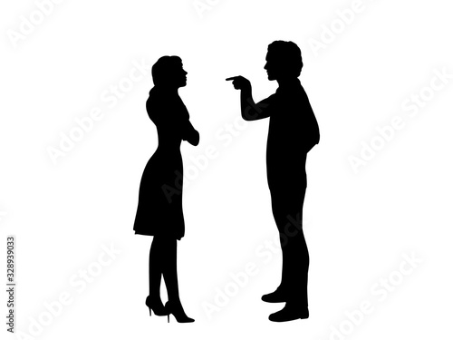 Silhouette of man blames woman