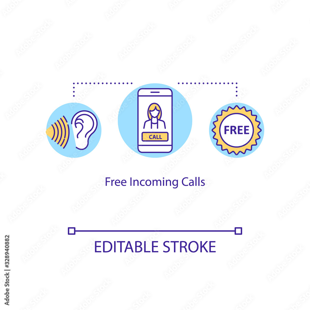 Free incoming calls concept icon. International telecommunication ...