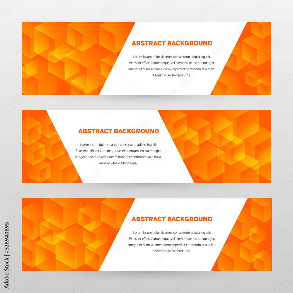 Fototapeta premium Banner vector design. Abstract background template for banner design, business, education, advertisement. Orange and white color. Abstract vector illustration. Concept website template.