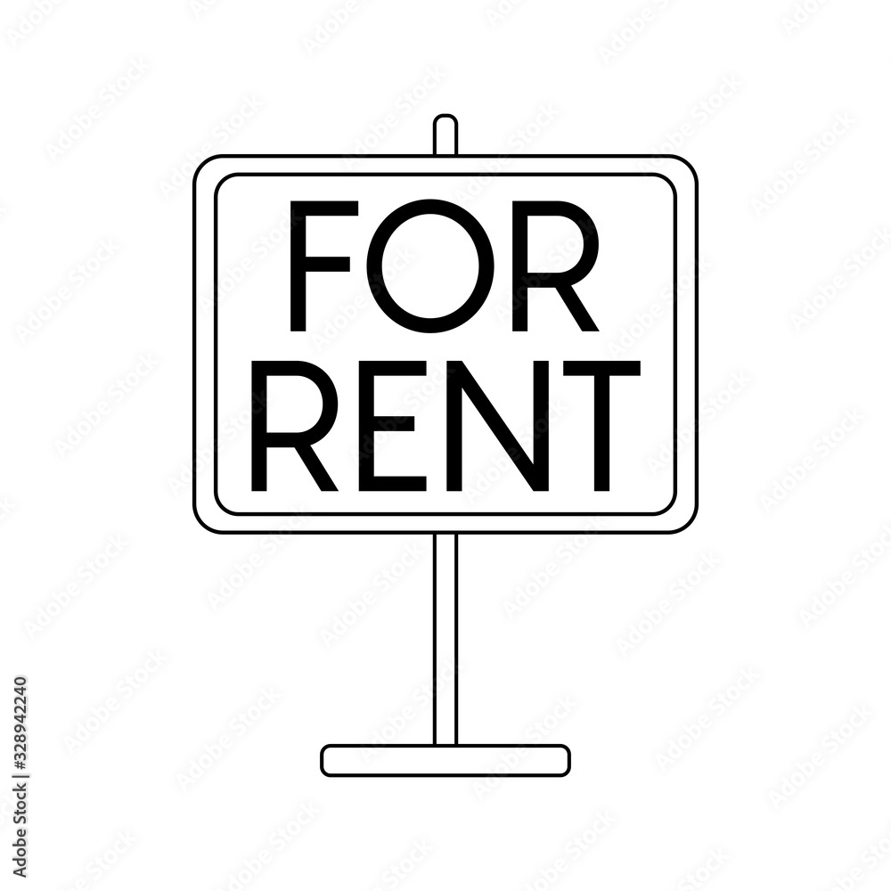 Information plate for renting a house and other real estate. Vector illustration in a linear style isolated on white background. Information plate for renting a house and other real estate. Vector illustration in a linear style isolated on white background.