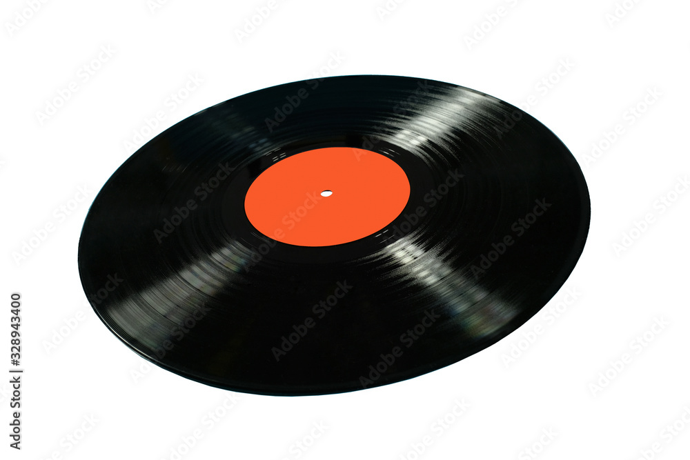 Old vinyl record isolated on a white background. Close-up. Old vinyl record isolated on a white background. Close-up.