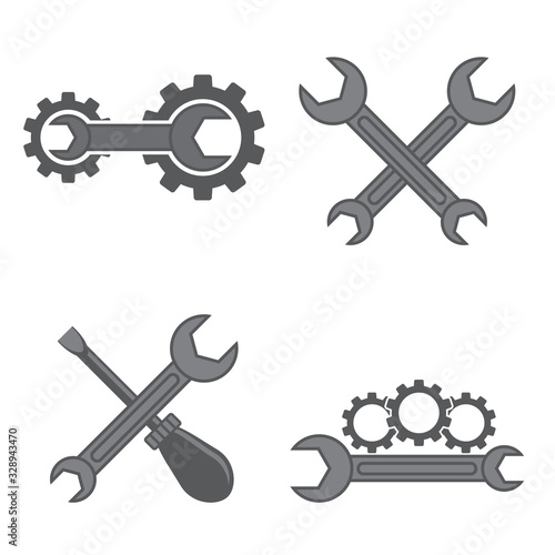 Repair Icon with Wrench and Gear Isolated on White Background. Mechanic Service Concept . Technical Maintenance. Troubleshooting Banner. Tech Support.