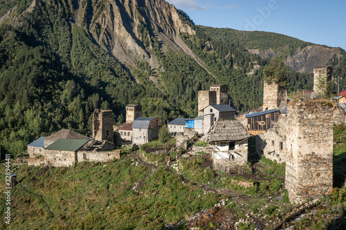 Old mountain village in Svaneti region of Georgia photo