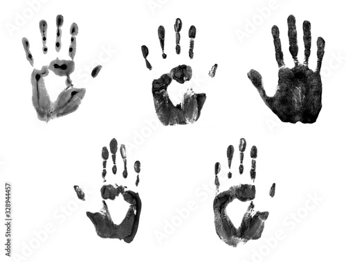 Set of black hand brushes isolated on white background