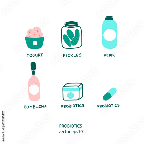 Probiotics icon, great design for any purposes. Healthy nutrition set. © viktoria