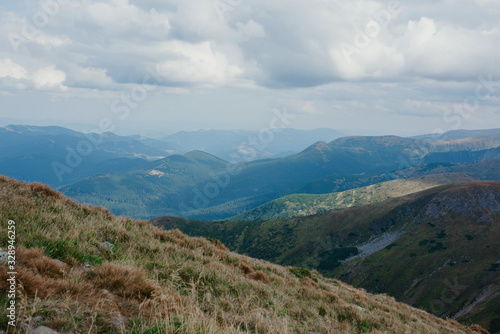 View of Carpathian mountains, Ukraine. Travel and nature concept