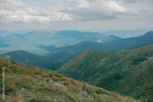 View of Carpathian mountains, Ukraine. Travel and nature concept