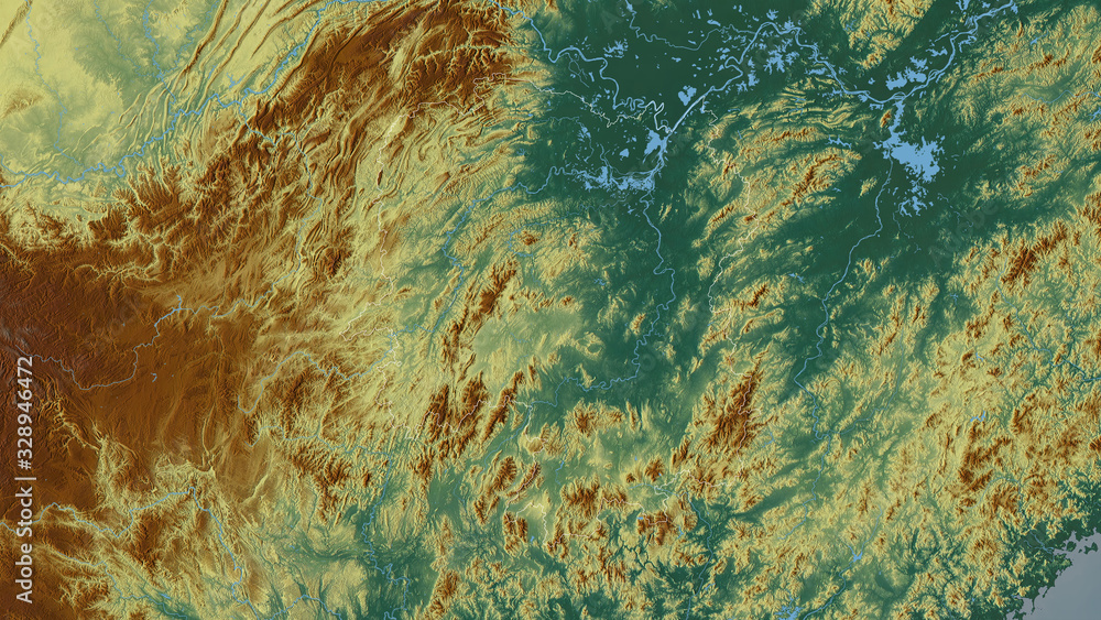 Hunan, China - outlined. Relief Hunan, China - outlined. Relief