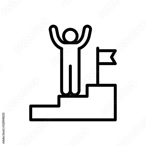 Victory, flag, man, stairs icon. Simple line, outline vector elements of success for ui and ux, website or mobile application